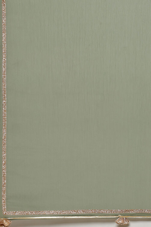 Olive Green Art Silk Straight Suit Set image number 5